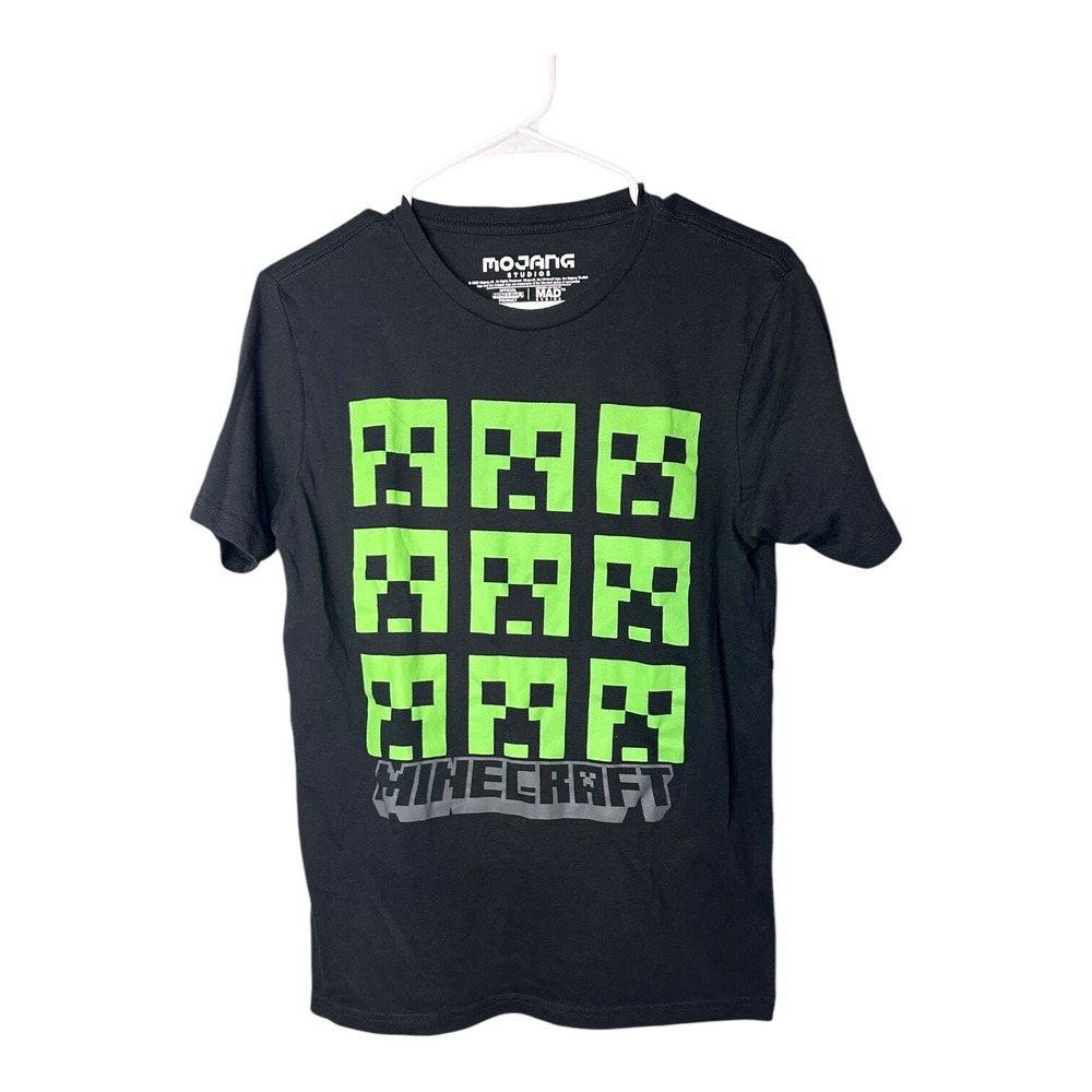 MINECRAFT Boys XL 14/16 Creeper Black and Green Graphic T Shirt